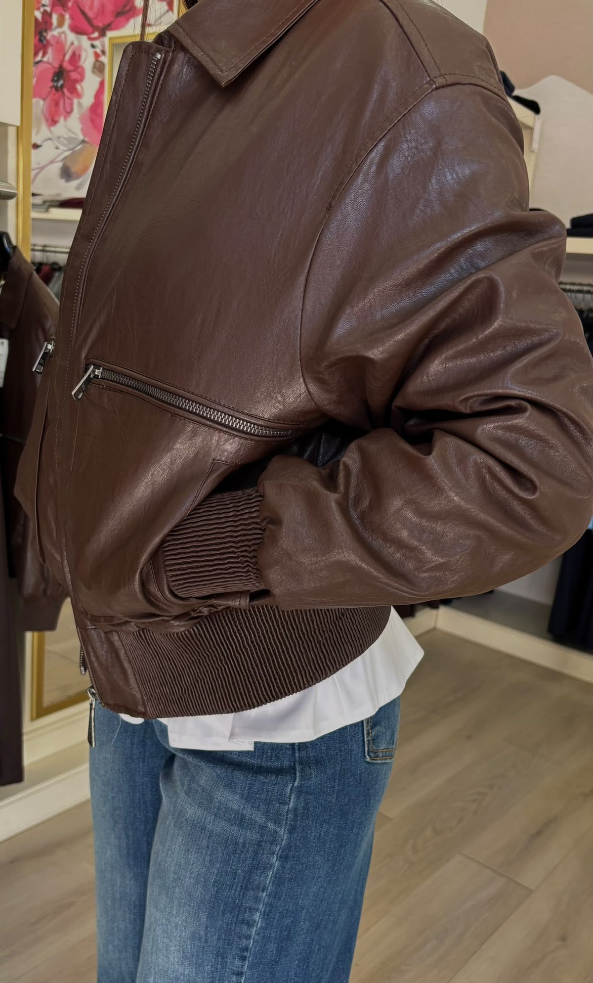 Bomber in ecopelle